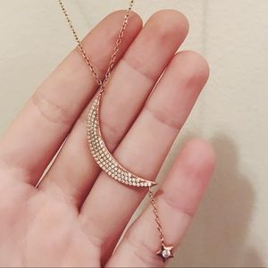 Rose Gold moon hanging star necklace